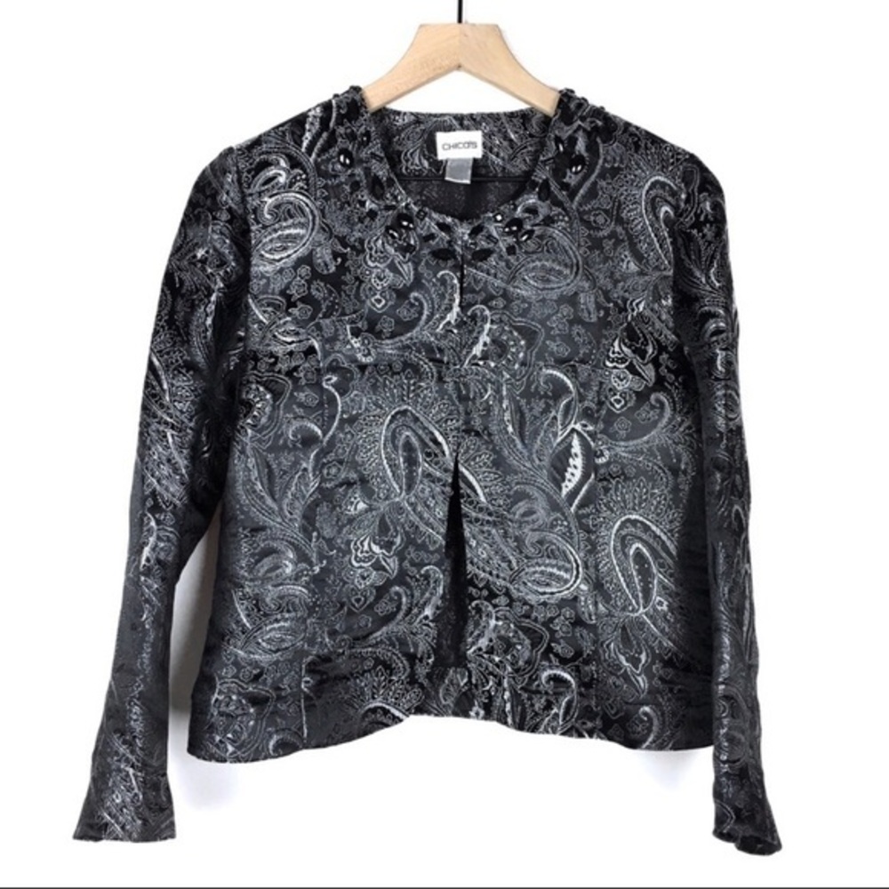Chico’s Women’s Jacket Paisley Jaquard Jacket